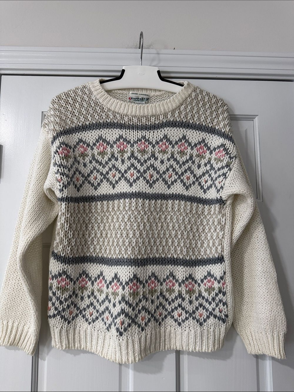 Currants by Jeri-Jo Vintage Hand Loomed Loose Knit Sweater Y2K Chic Size M